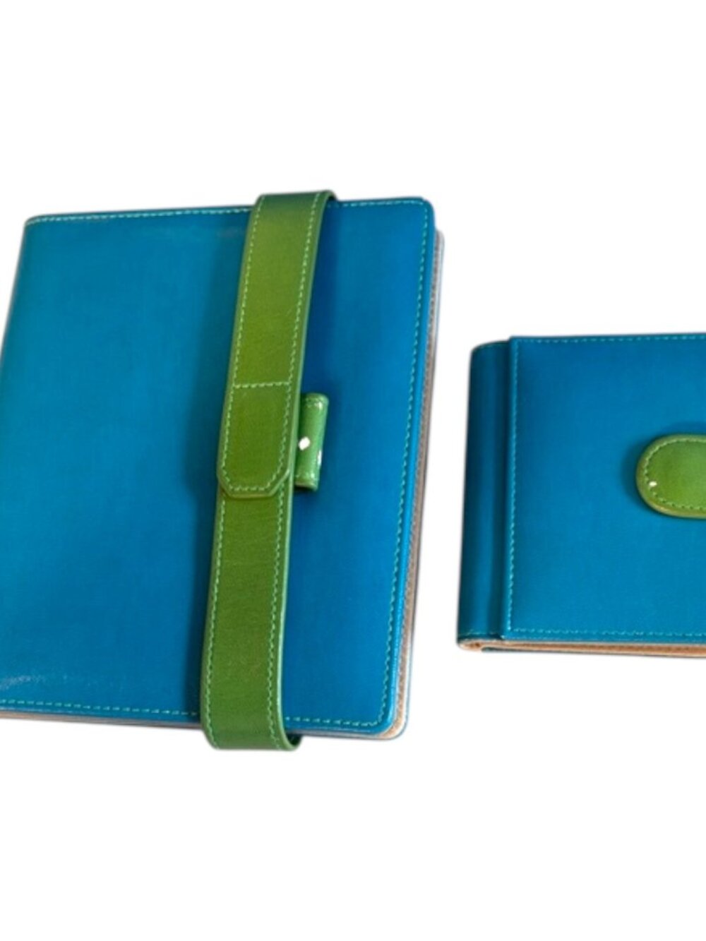 Creative Memories Teal Tablet Folio with Green Strap and Matching Accessory Case